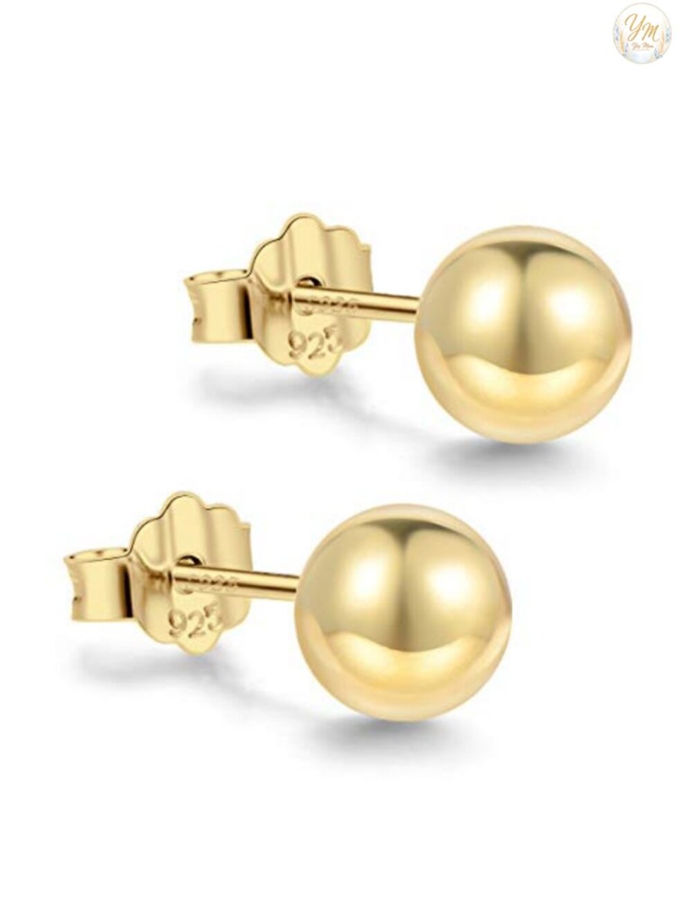 18K Gold Plated Sterling Silver Ball Stud Earrings